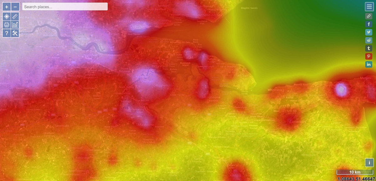 Light Pollution Map: Rainham, Kent, United Kingdom