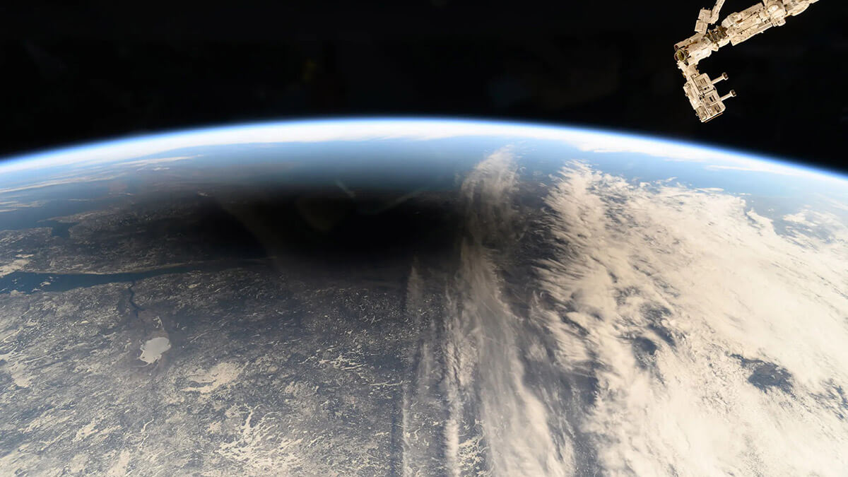2024 TSE Moon Shadow from ISS - 08 Apr 2024