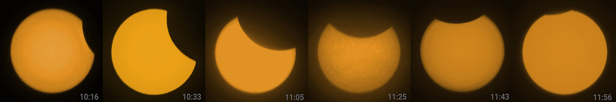 Partial Solar Eclipse Progress Mosaic With Times - 29 Mar 2025