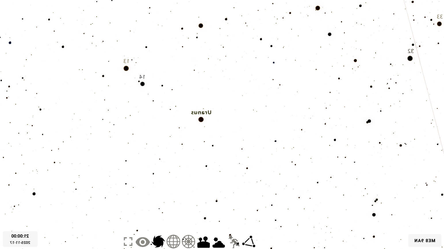 Uranus (Zoomed) Position - 17 Nov 2025